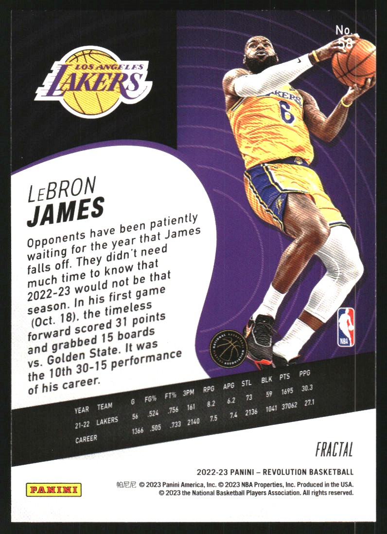2022-23 Panini Revolution Fractal #58 LeBron James