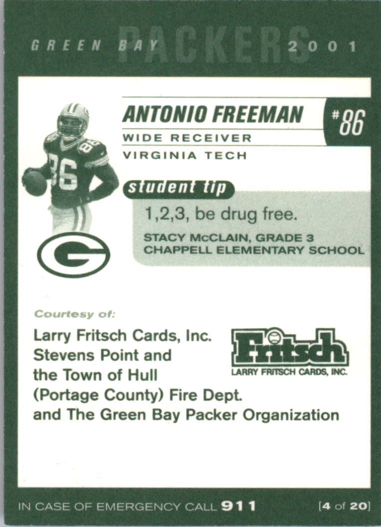 2001 Packers Police #4 Antonio Freeman back image