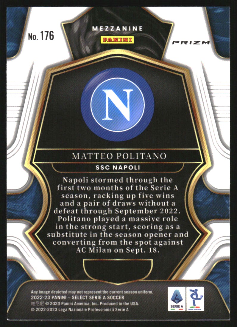 2022-23 Select Serie A Blue #176 Matteo Politano