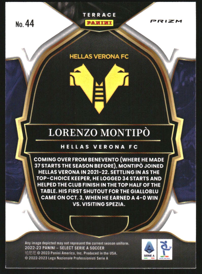 2022-23 Select Serie A Silver #44 Lorenzo Montipo