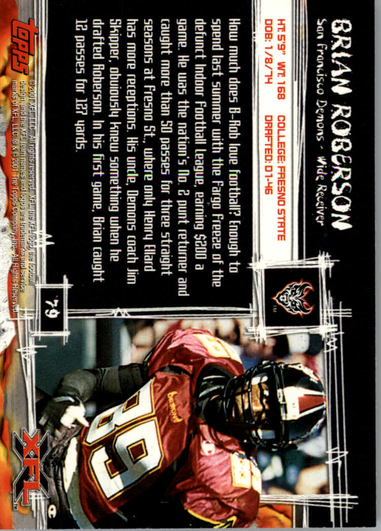 2001 Topps XFL Football Cards - Picture 81 of 107