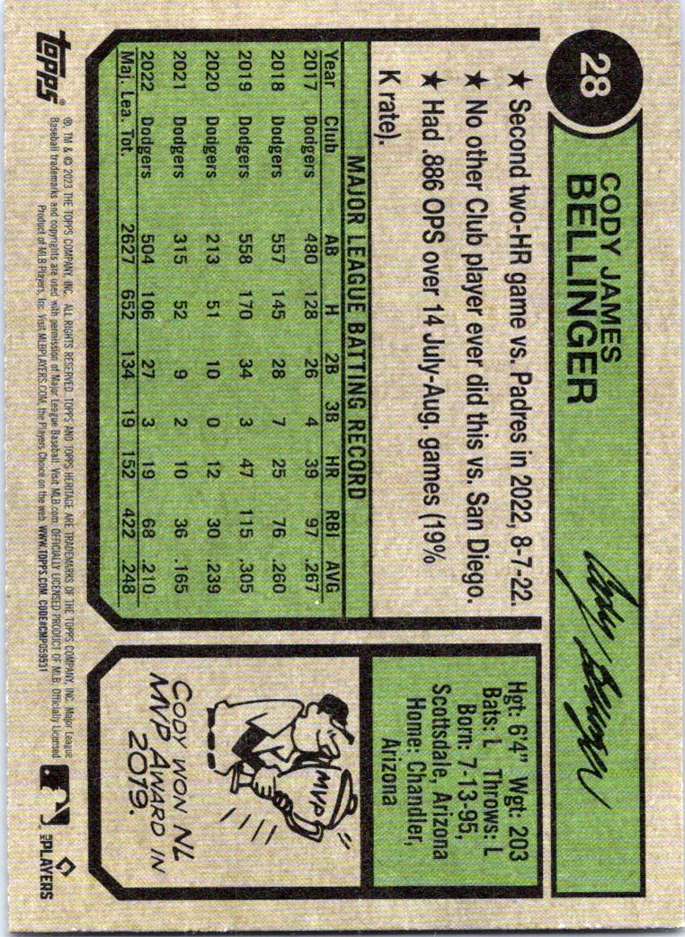 2023 Topps Heritage Cody Bellinger #28 Chicago Cubs Baseball Card