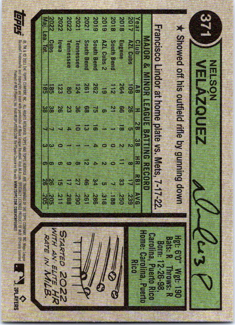 2023 Topps Heritage #371 Nelson Velazquez RC - NM-MT - The Dugout  Sportscards & Comics