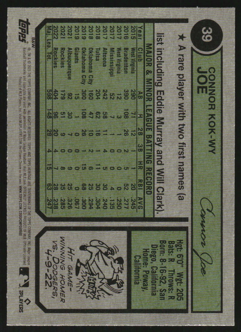 2023 Topps Heritage Black and White Image Variations #39 Connor Joe
