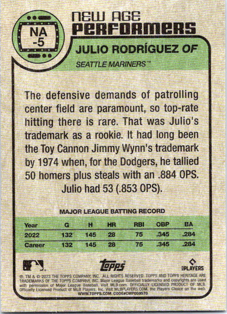 2023 Topps Heritage New Age Performers #NA5 Julio Rodriguez - NM