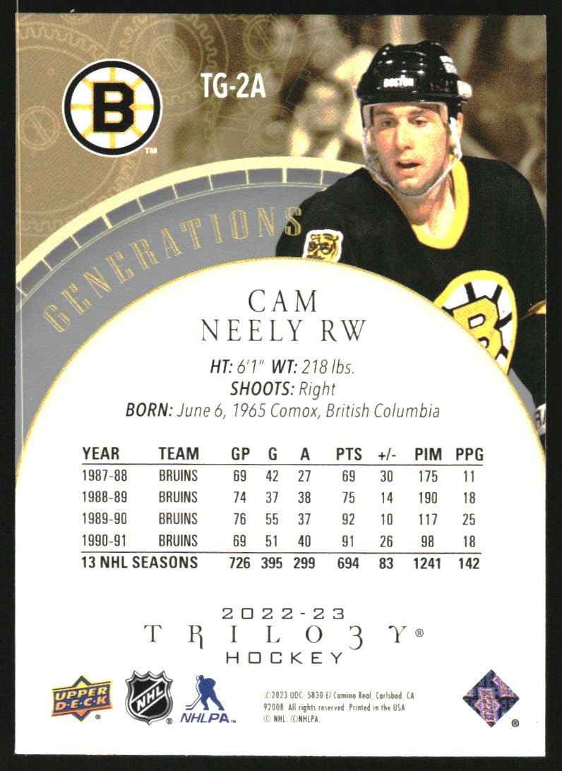 2022-23 Upper Deck Trilogy Generations #TG2A Cam Neely