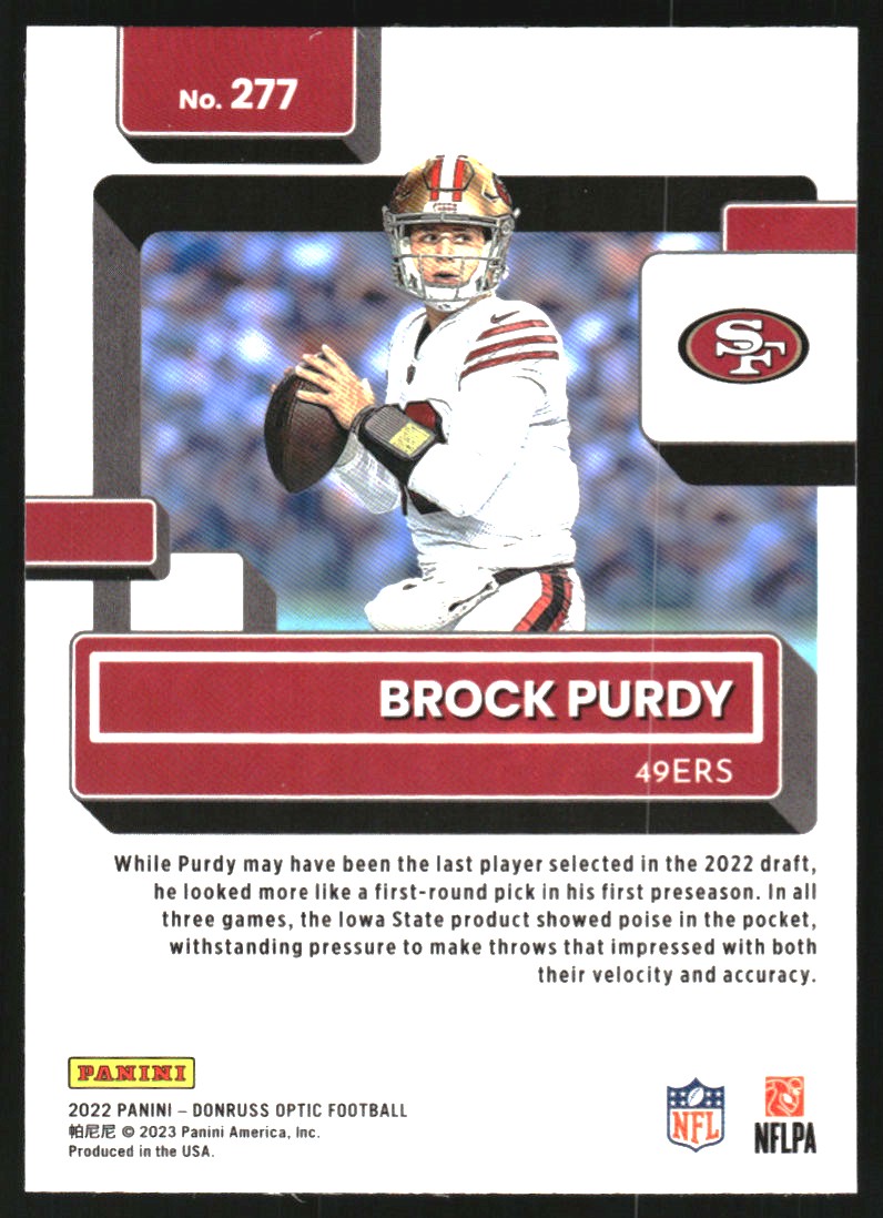 BROCK PURDY SIGNED AUTOGRAPH 2022 PANINI PRESTIGE #25 RC ROOKIE