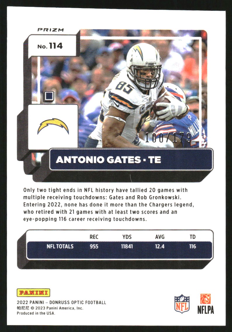 2022 Donruss Optic Blue #114 Antonio Gates