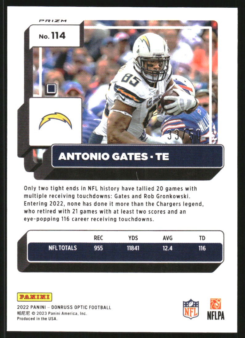 2022 Donruss Optic Purple #114 Antonio Gates