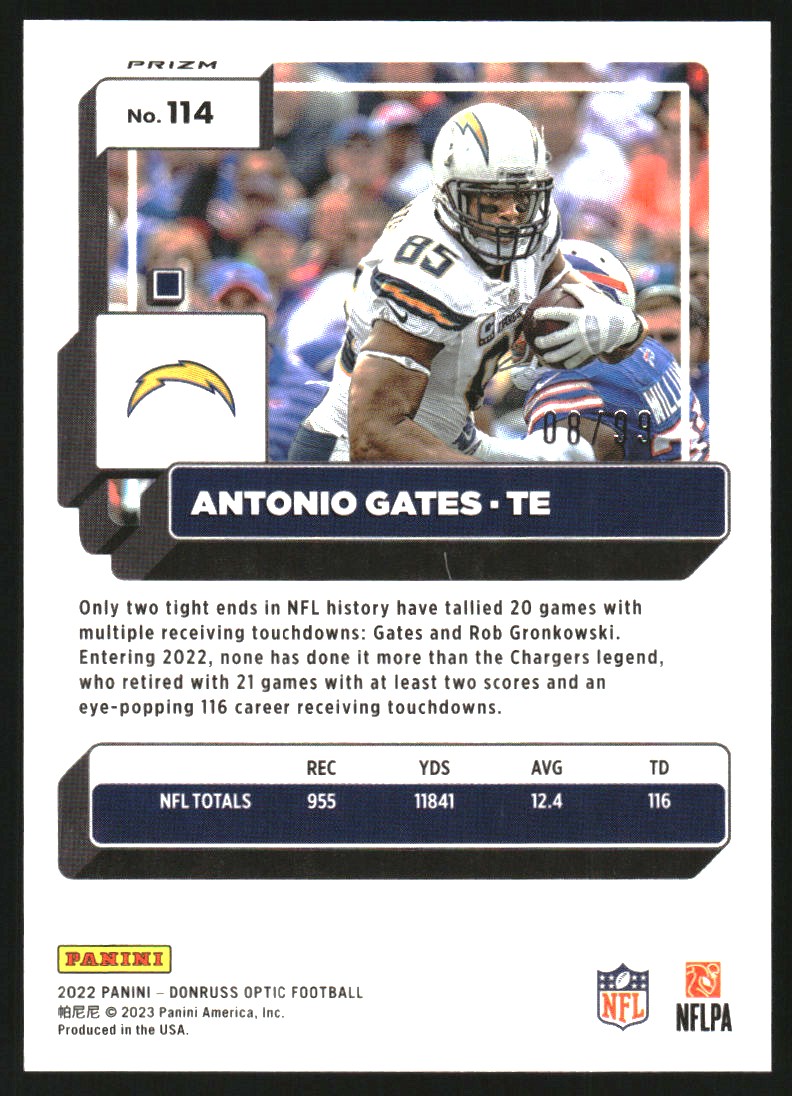 2022 Donruss Optic Red #114 Antonio Gates