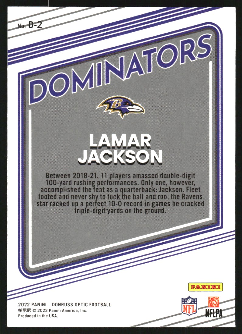 2022 Donruss Optic Dominators #2 Lamar Jackson