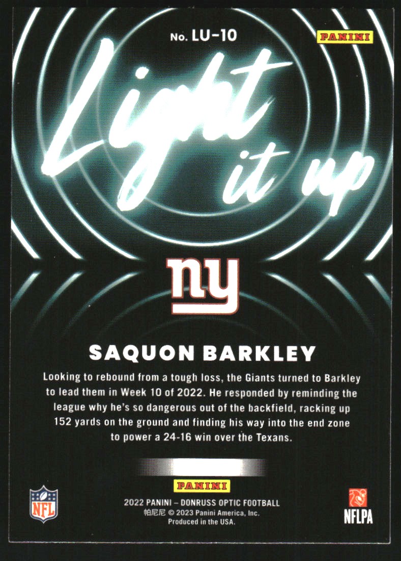 2022 Donruss Optic Light it Up #10 Saquon Barkley