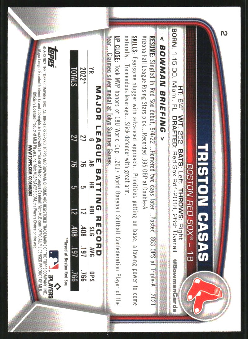 2023 Bowman Chrome Mega Box #2 Triston Casas RC
