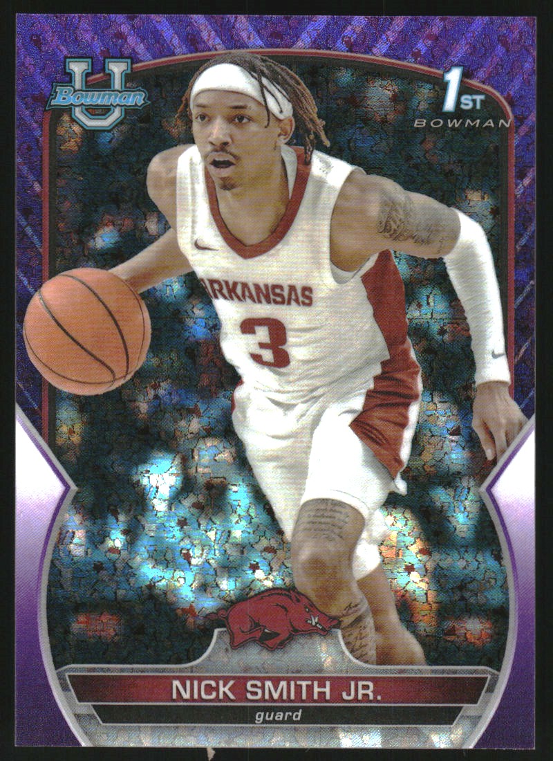 2022-23 Bowman Chrome University Purple Mini-Diamond Refractors #1 Nick Smith Jr.