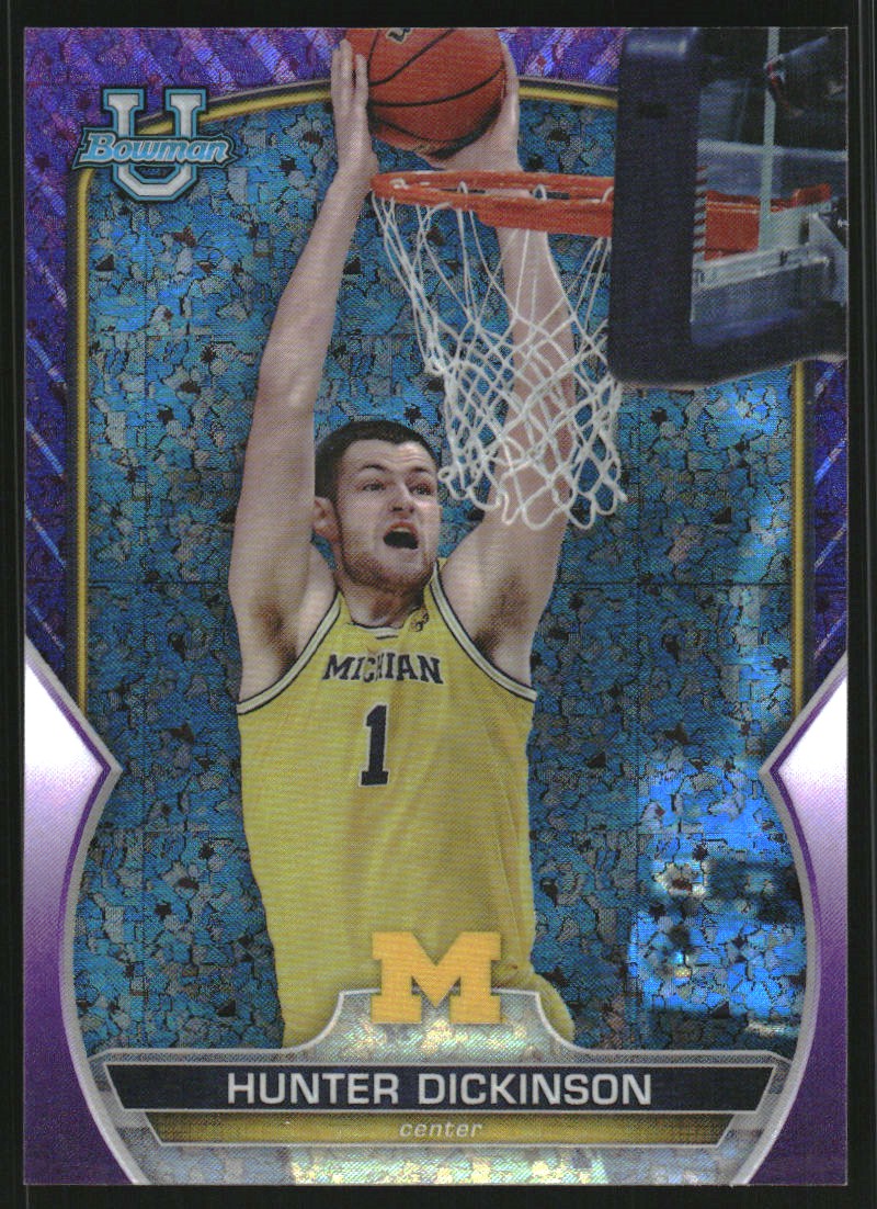 2022-23 Bowman Chrome University Purple Mini-Diamond Refractors #36 Hunter Dickinson