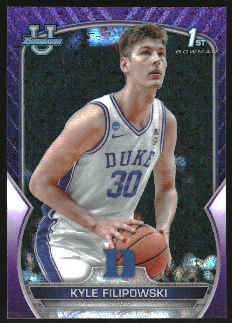 2022-23 Bowman Chrome University Purple Mini-Diamond Refractors #47 Kyle Filipowski