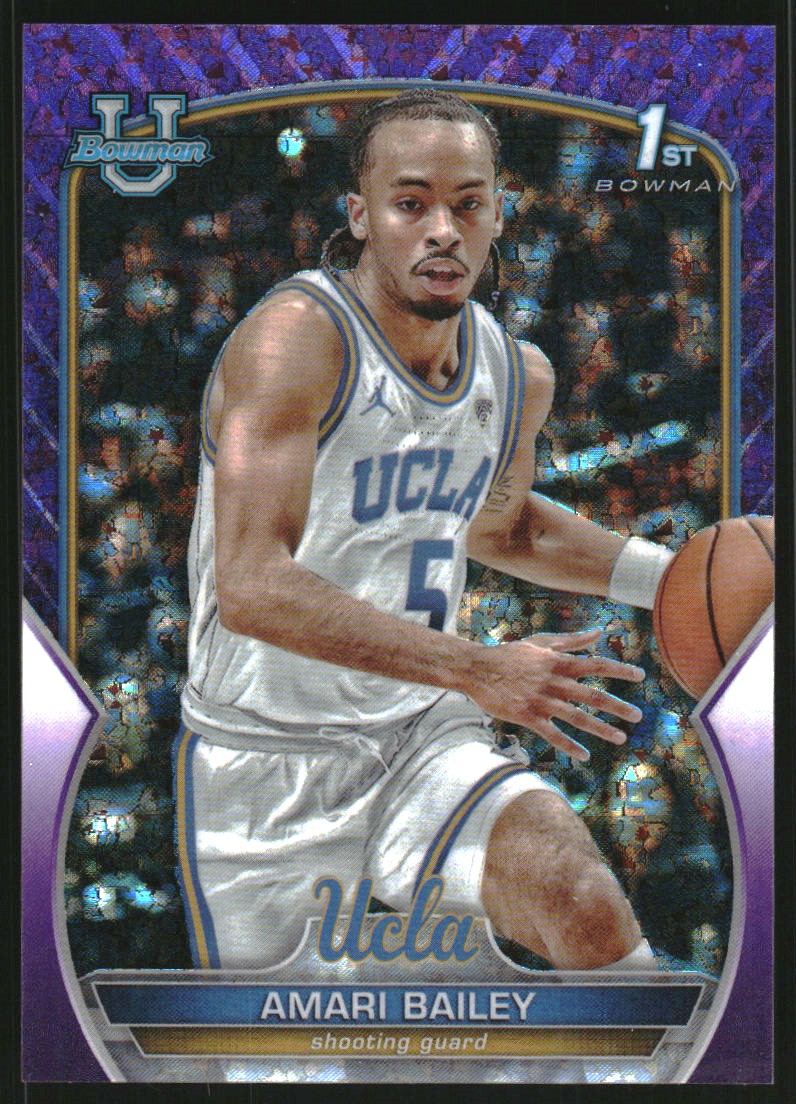 2022-23 Bowman Chrome University Purple Mini-Diamond Refractors #69 Amari Bailey