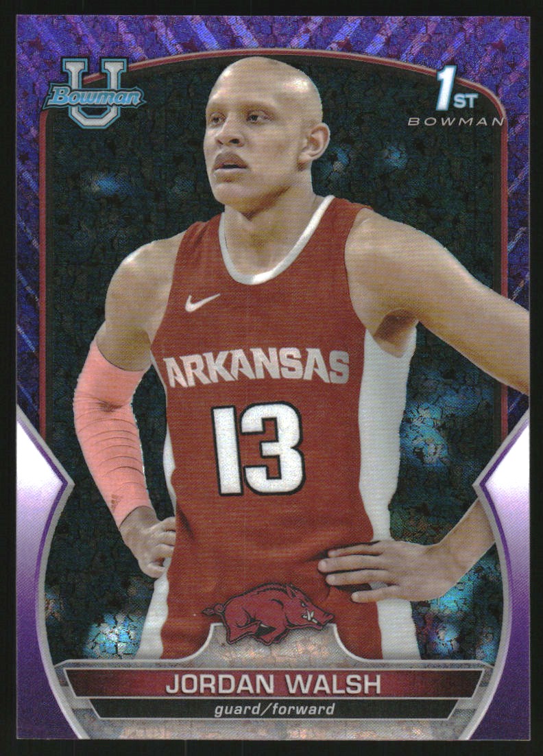2022-23 Bowman Chrome University Purple Mini-Diamond Refractors #81 Jordan Walsh