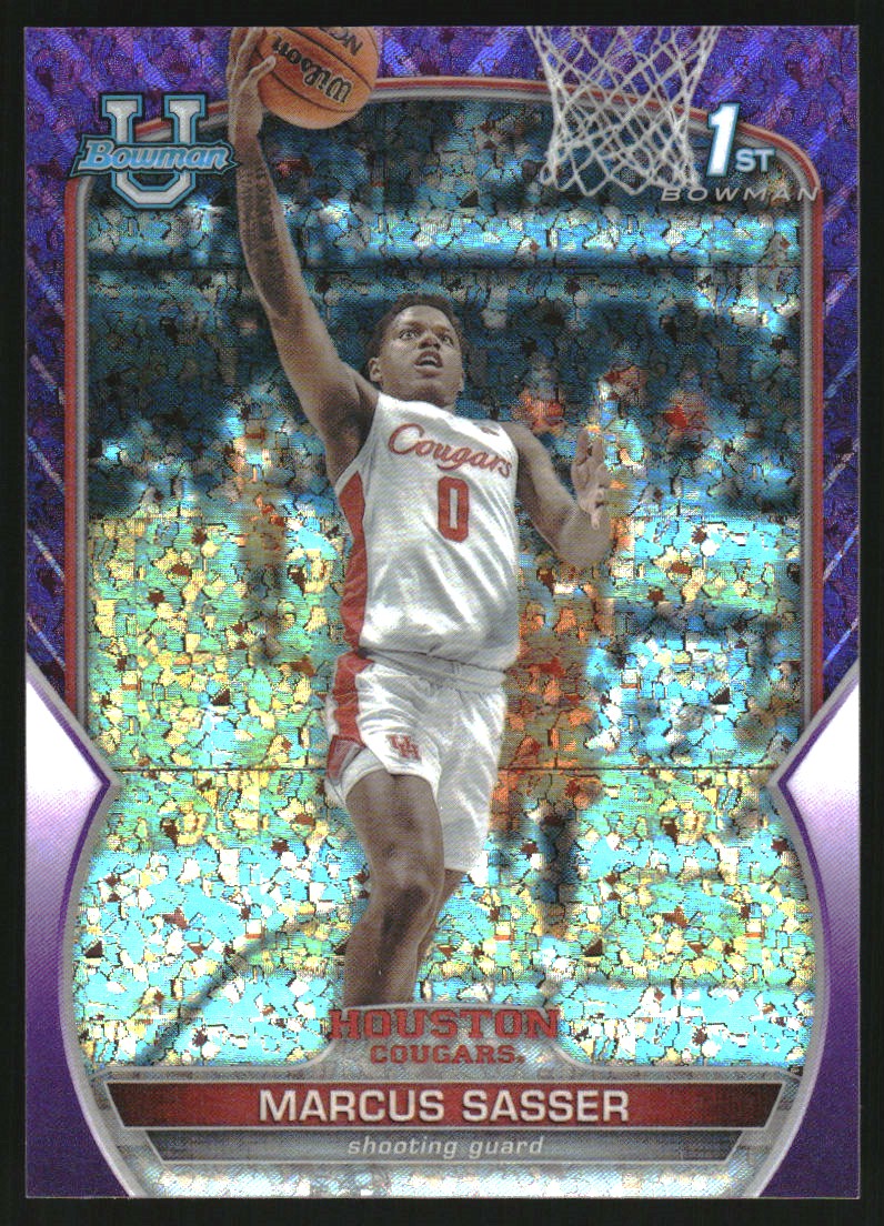 2022-23 Bowman Chrome University Purple Mini-Diamond Refractors #93 Marcus Sasser
