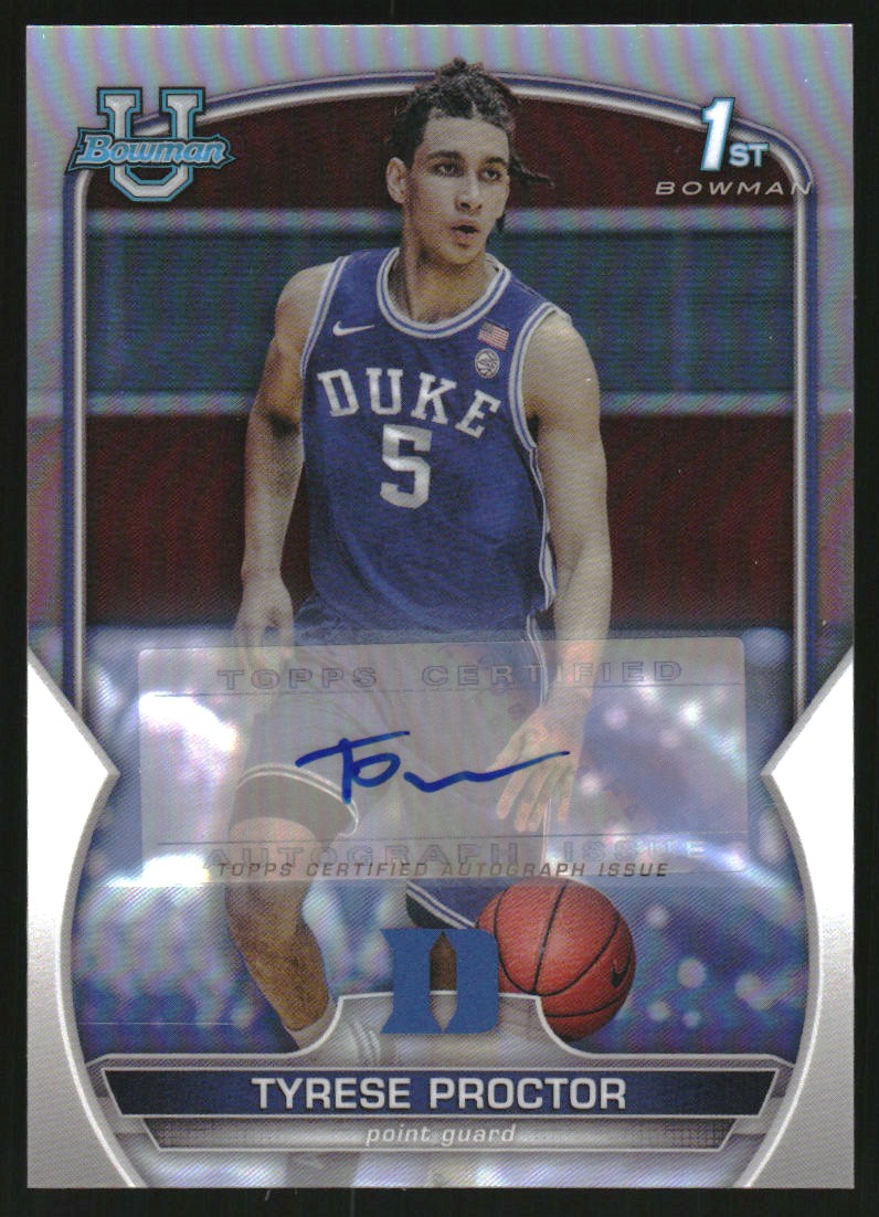 2022-23 Bowman Chrome University Prospect Autographs Refractors #28 Tyrese Proctor