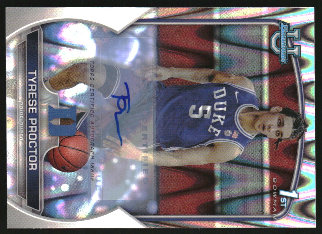 2022-23 Bowman Chrome University Prospect Autographs RayWave Refractors #28 Tyrese Proctor