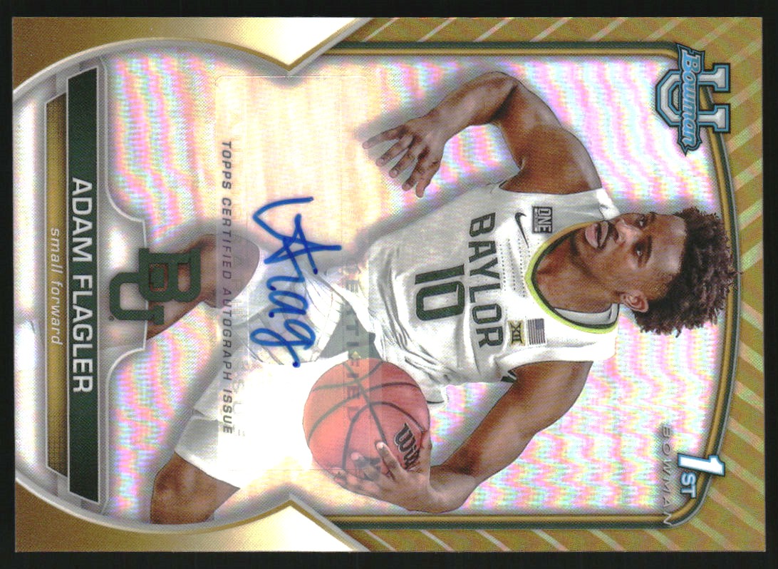 2022-23 Bowman Chrome University Prospect Autographs Gold Refractors #16 Adam Flagler