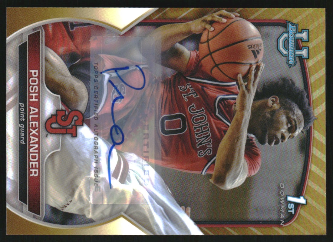 2022-23 Bowman Chrome University Prospect Autographs Gold Refractors #64 Posh Alexander