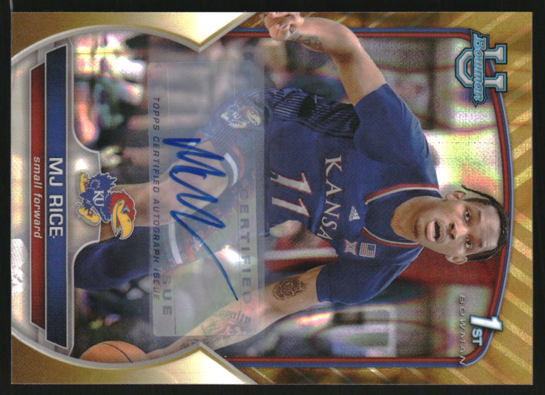 2022-23 Bowman Chrome University Prospect Autographs Gold Lava Refractors #56 MJ Rice