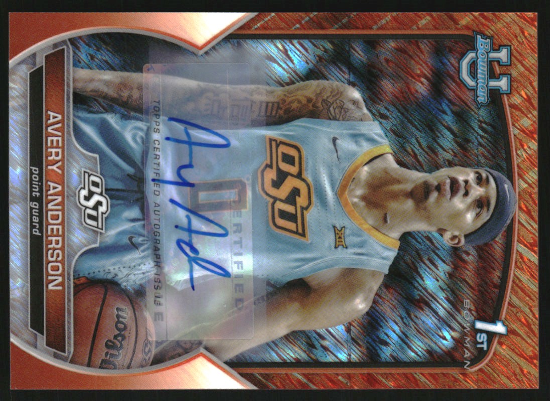 2022-23 Bowman Chrome University Prospect Autographs Orange Shimmer Refractors #60 Avery Anderson