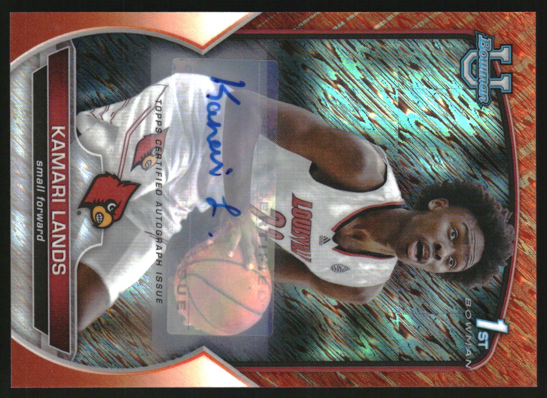 2022-23 Bowman Chrome University Prospect Autographs Orange Shimmer Refractors #72 Kamari Lands
