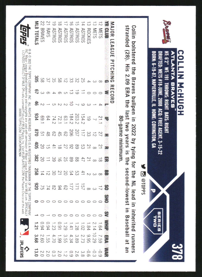 2023 Topps #378 Collin McHugh