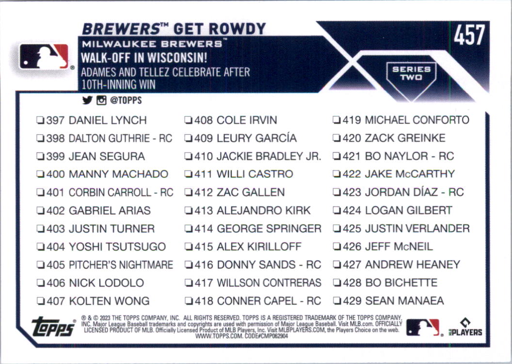 2023 Topps Baseball Card Pick (Base) 251-509 - Picture 393 of 495