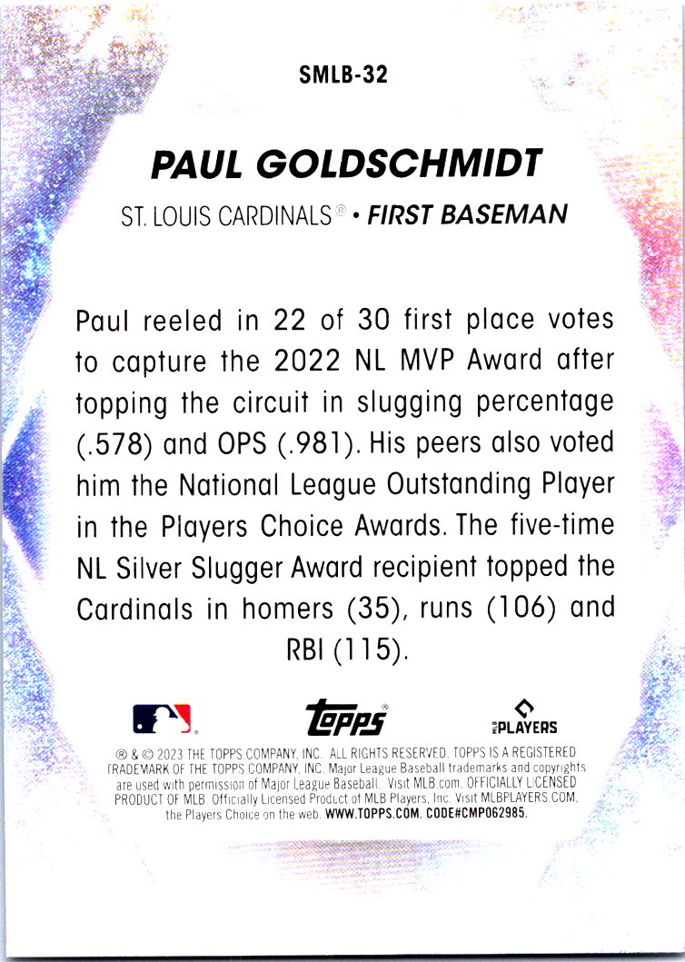 2023 Topps Stars of the MLB #SMLB32 Paul Goldschmidt - NM-MT - The Dugout  Sportscards & Comics