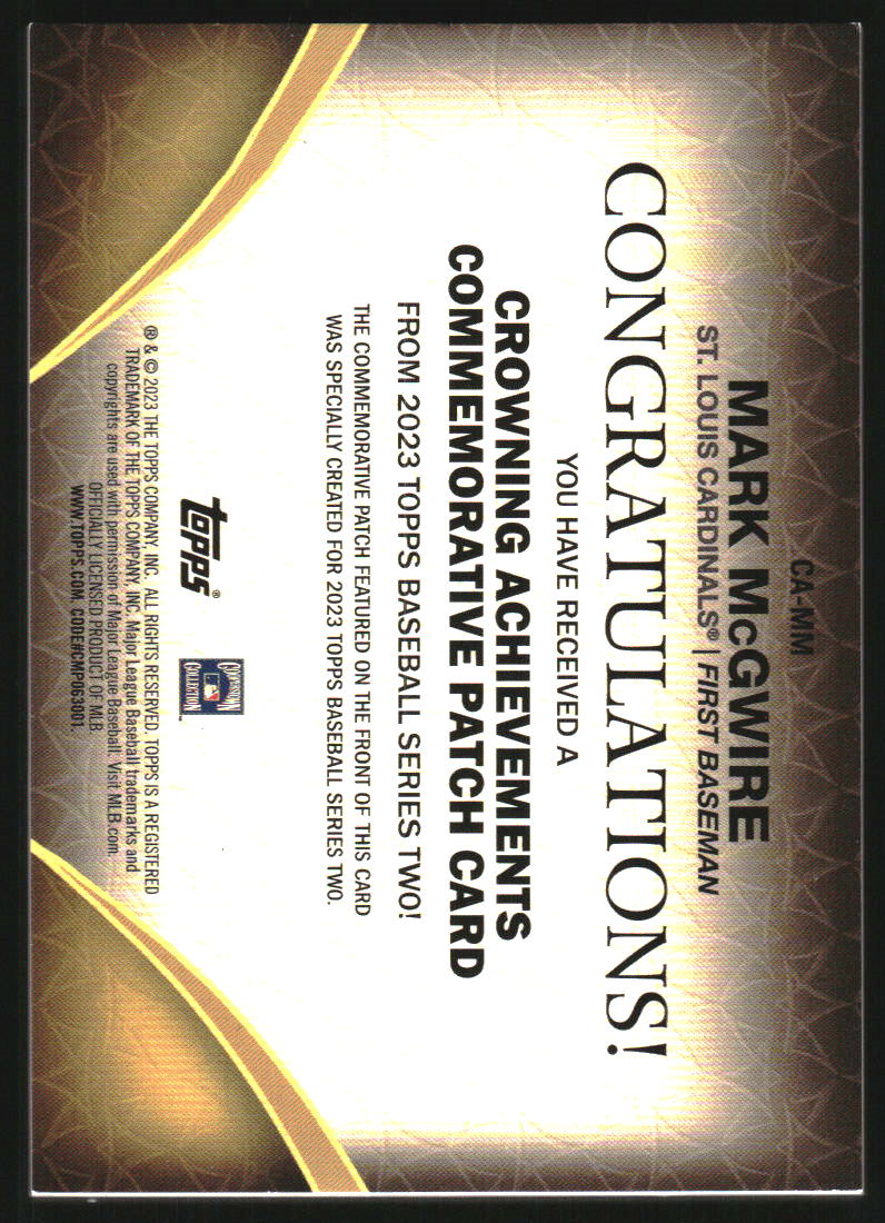 2023 Topps Crowning Achievements Commemorative Patches Blue #CAMM Mark McGwire