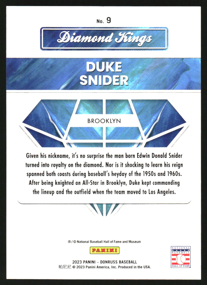2023 Donruss Holo Red #9 Duke Snider DK