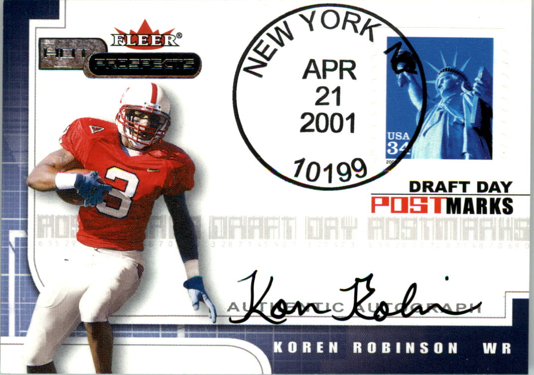 2001 Hot Prospects Draft Day Postmarks Autographs #14 Koren Robinson