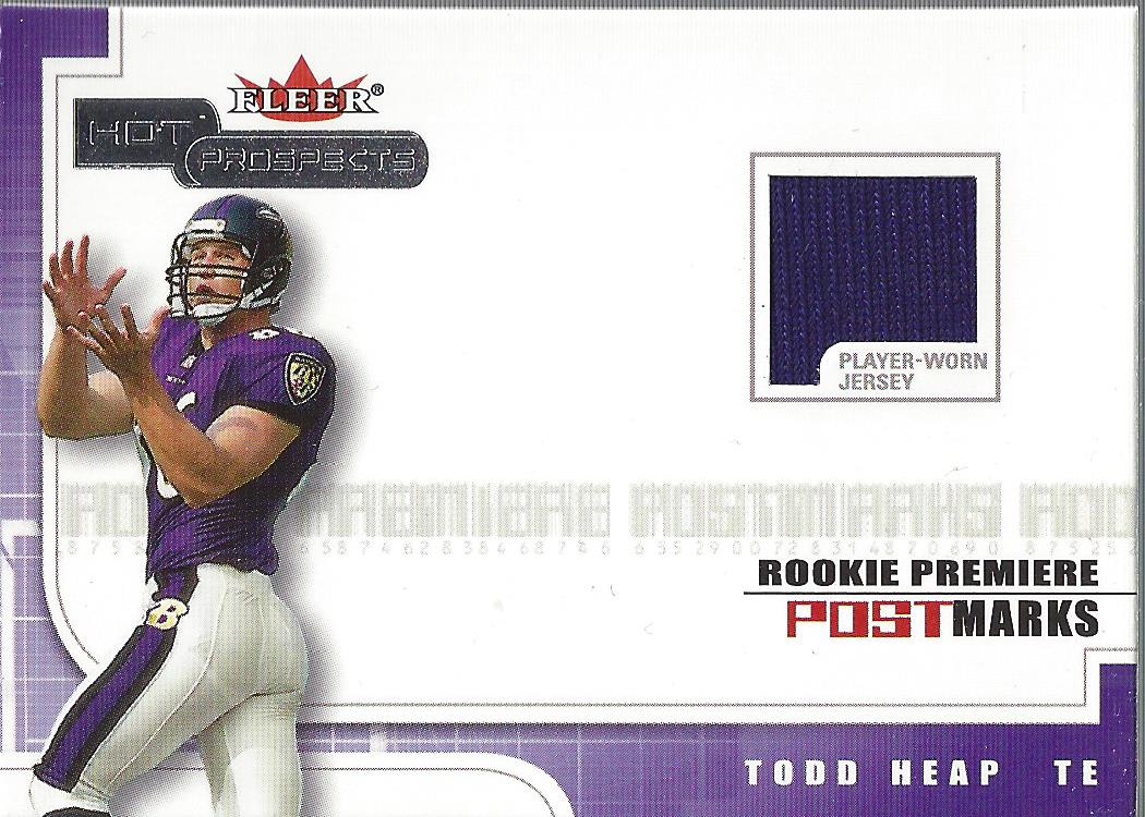 2001 Hot Prospects Rookie Premiere Postmarks Jerseys #9 Todd Heap