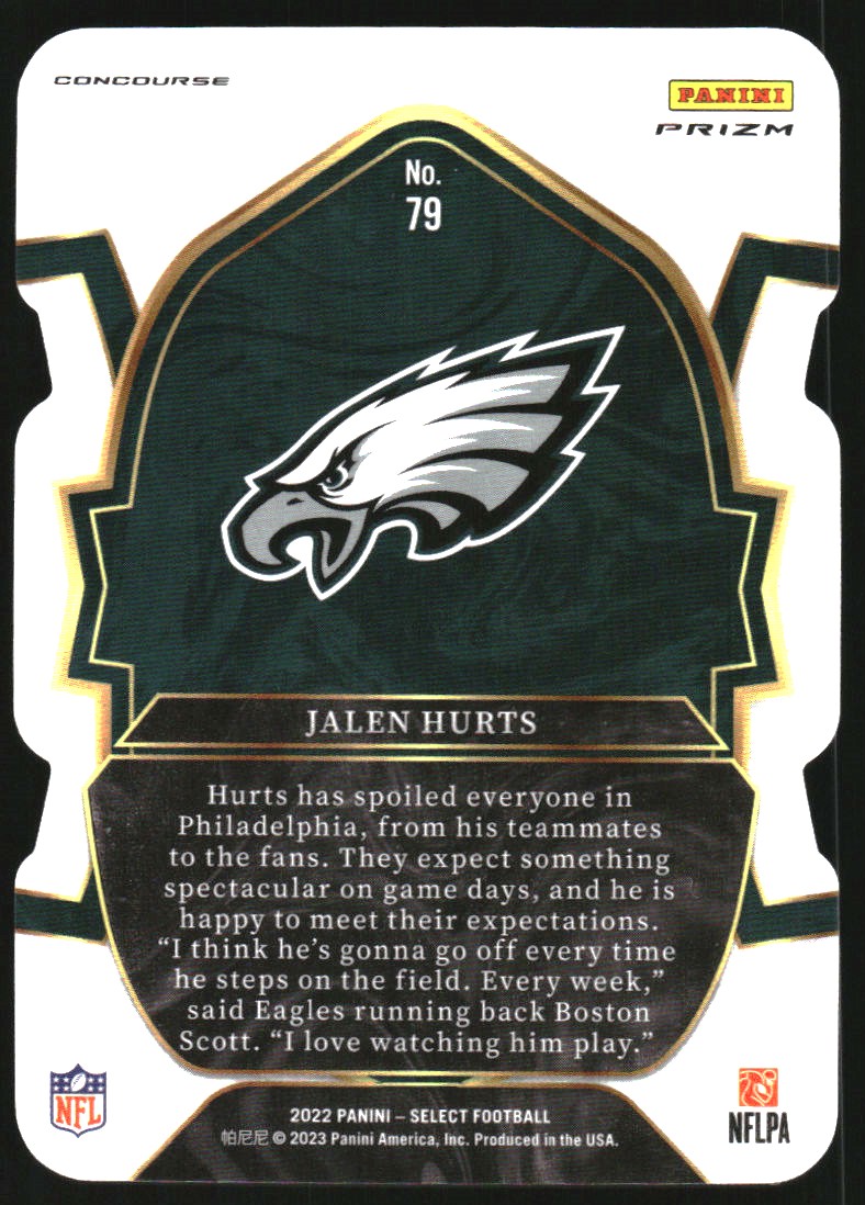 2022 Select Prizm Black and Green Die Cut #79 Jalen Hurts