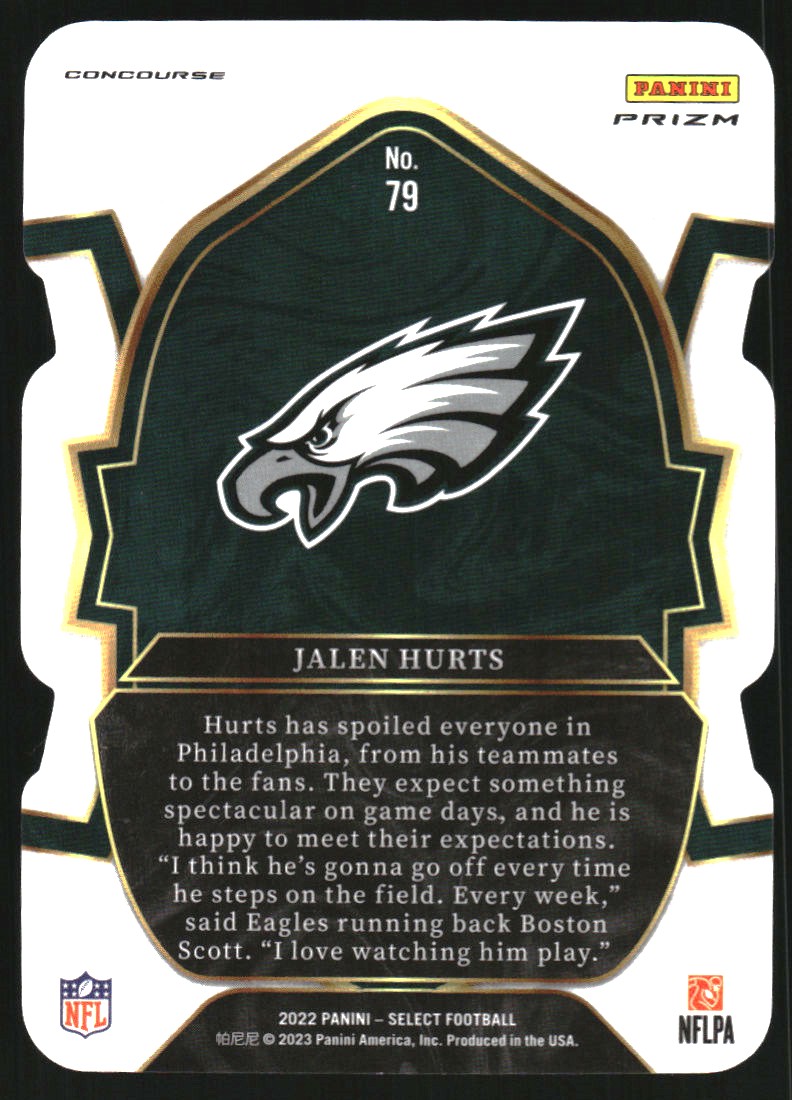 2022 Select Prizm Green and Yellow Die Cut #79 Jalen Hurts
