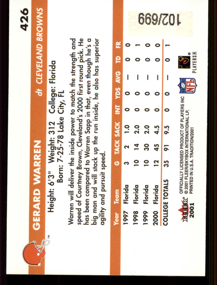 2001 Fleer Tradition Glossy Football "Parallel" Cards - Bild 11 von 13