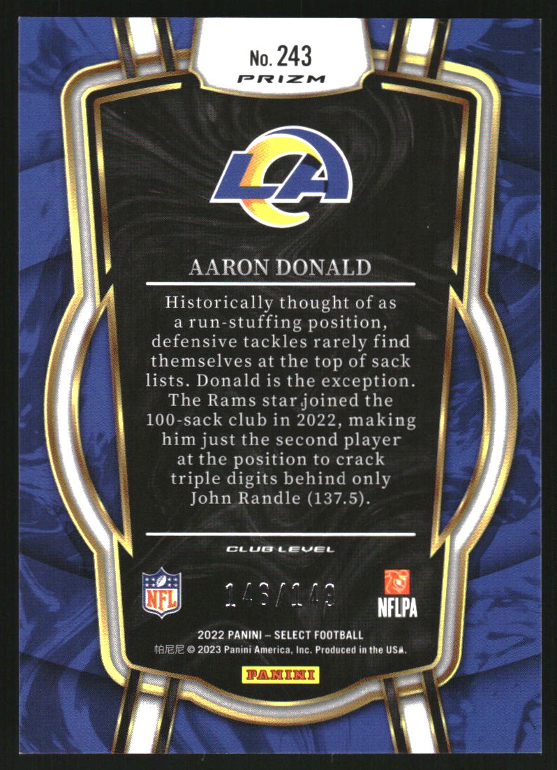 2022 Select Prizm Tri Color #243 Aaron Donald