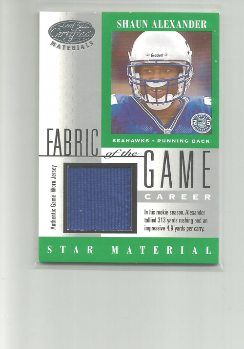2001 Leaf Certified Materials Fabric of the Game #102CR Shaun Alexander/313