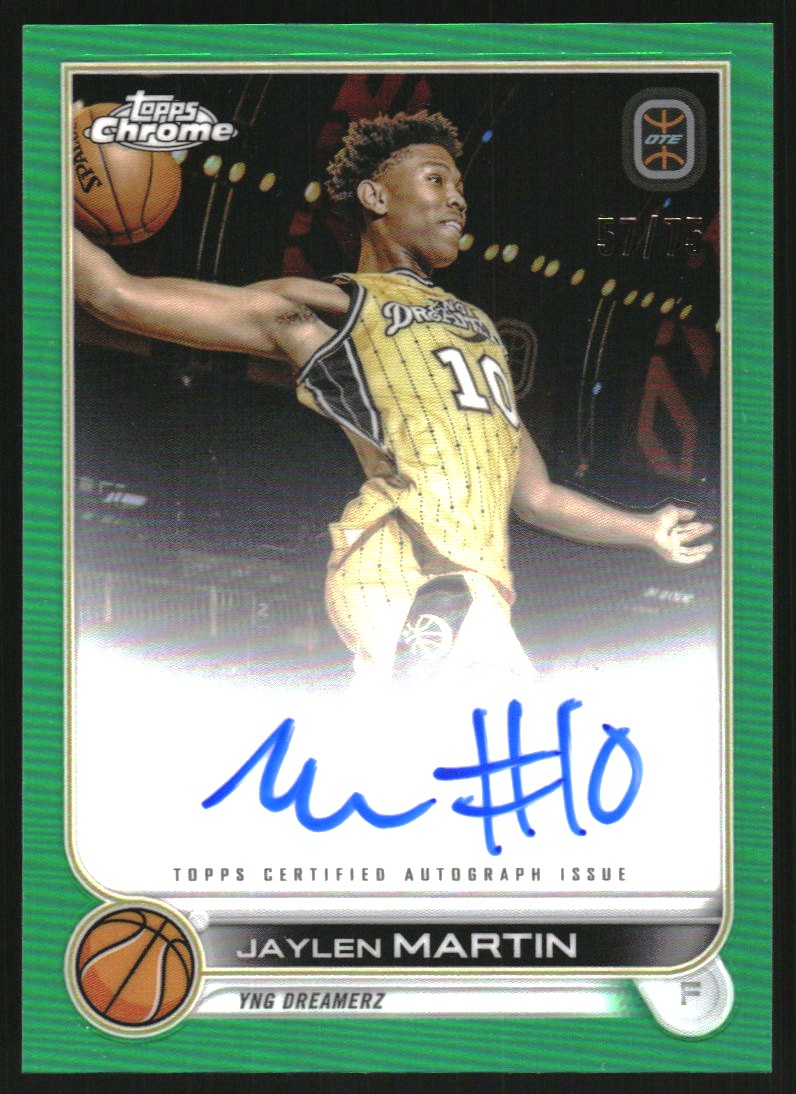 2022-23 Topps Chrome Overtime Elite Autographs Green Refractors #CAJM1 Jaylen Martin