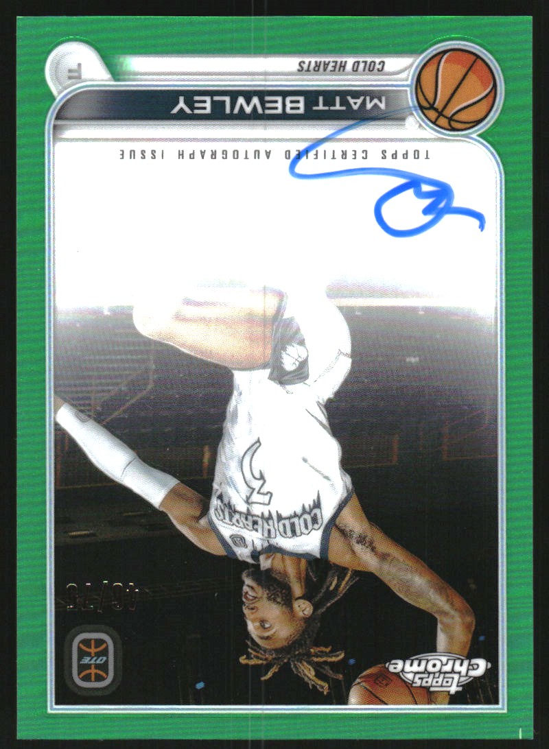 2022-23 Topps Chrome Overtime Elite Autographs Green Refractors #CAMBE1 Matt Bewley