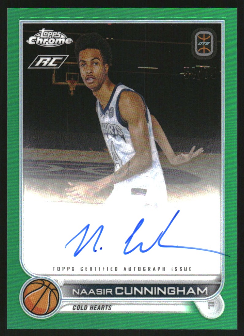 2022-23 Topps Chrome Overtime Elite Autographs Green Refractors #CANC2 Naasir Cunningham