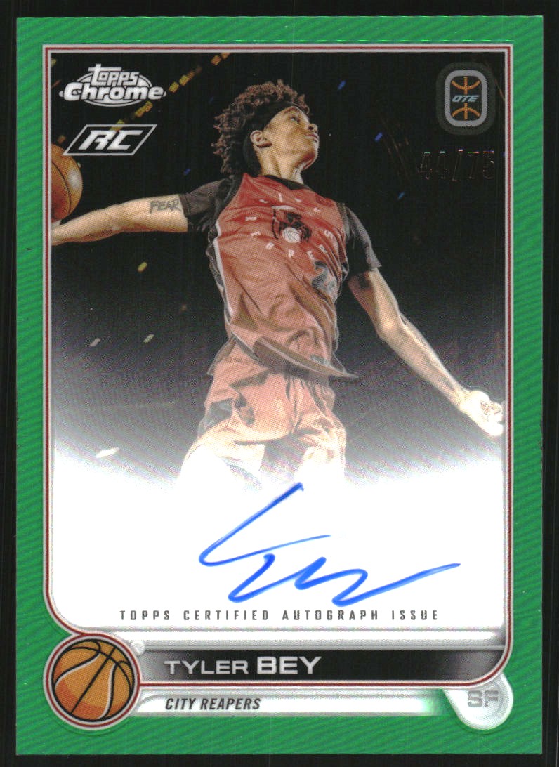 2022-23 Topps Chrome Overtime Elite Autographs Green Refractors #CATB3 Tyler Bey