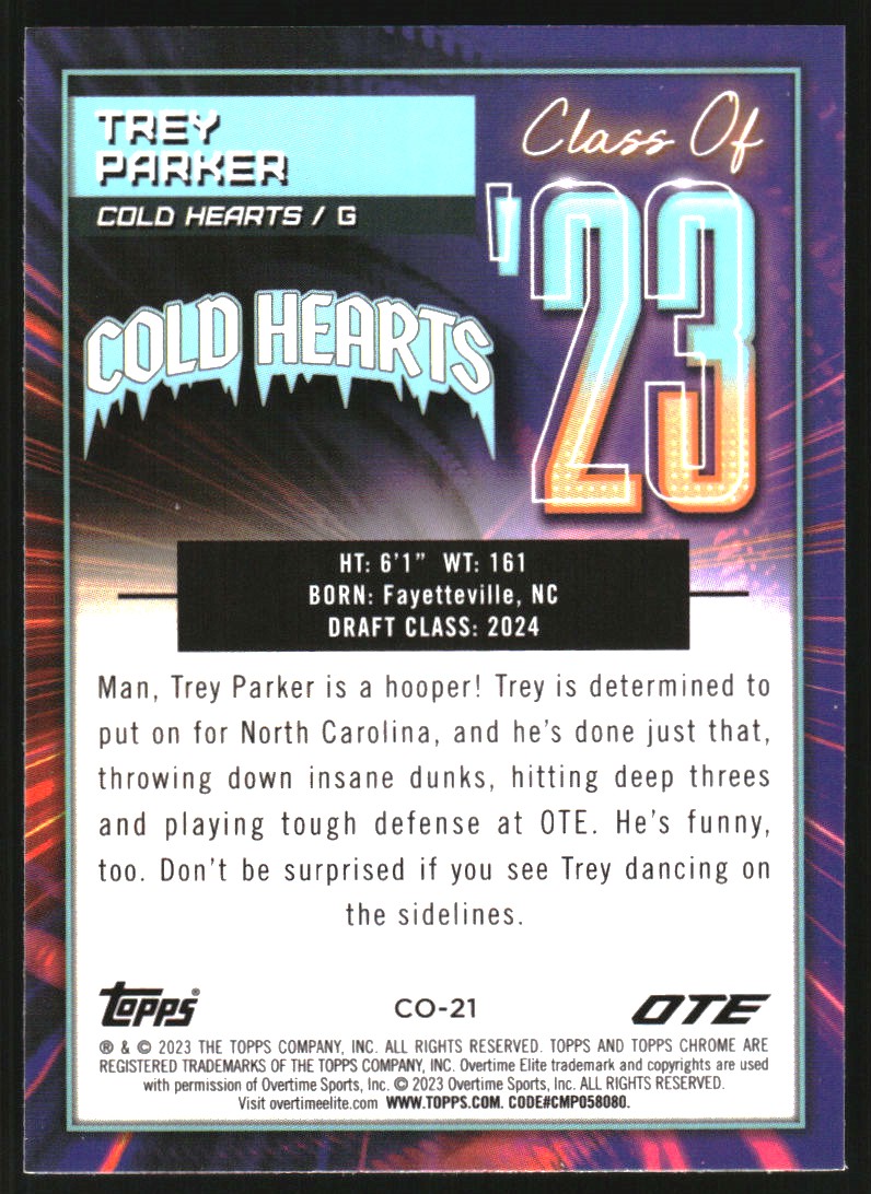 2022-23 Topps Chrome Overtime Elite Class Of #CO21 Trey Parker - NM-MT ...