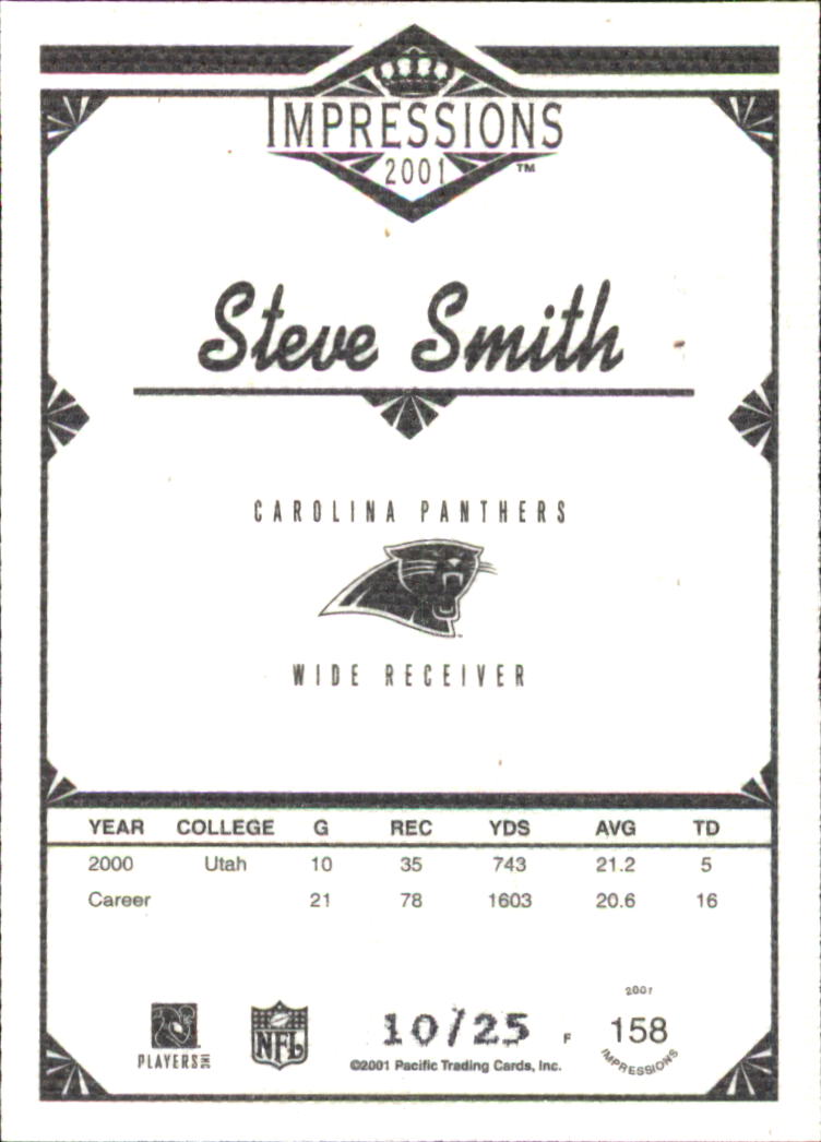 2001 Pacific Impressions Shadow #158 Steve Smith back image