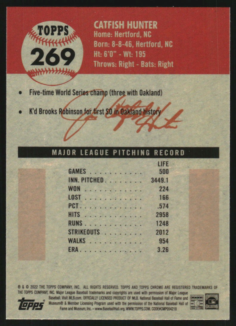 2022 Topps Chrome Platinum Anniversary #269 Catfish Hunter