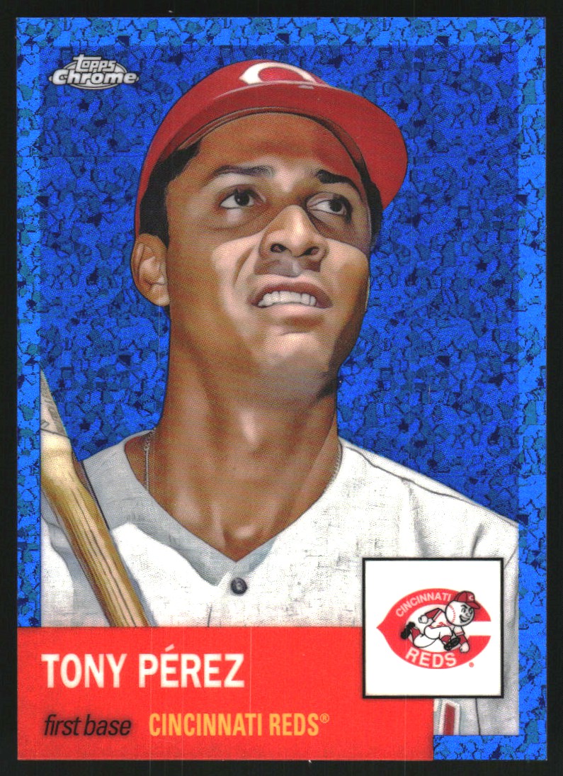2022 Topps Chrome Platinum Anniversary Blue Mini-Diamond Refractors #411 Tony Perez